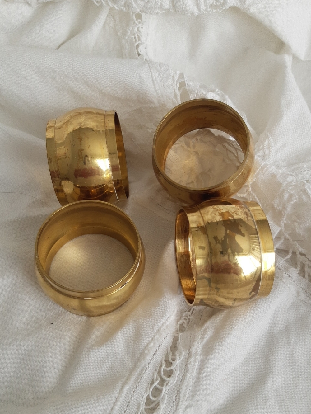 Gold Brass Napkin Rings - Set of 4
